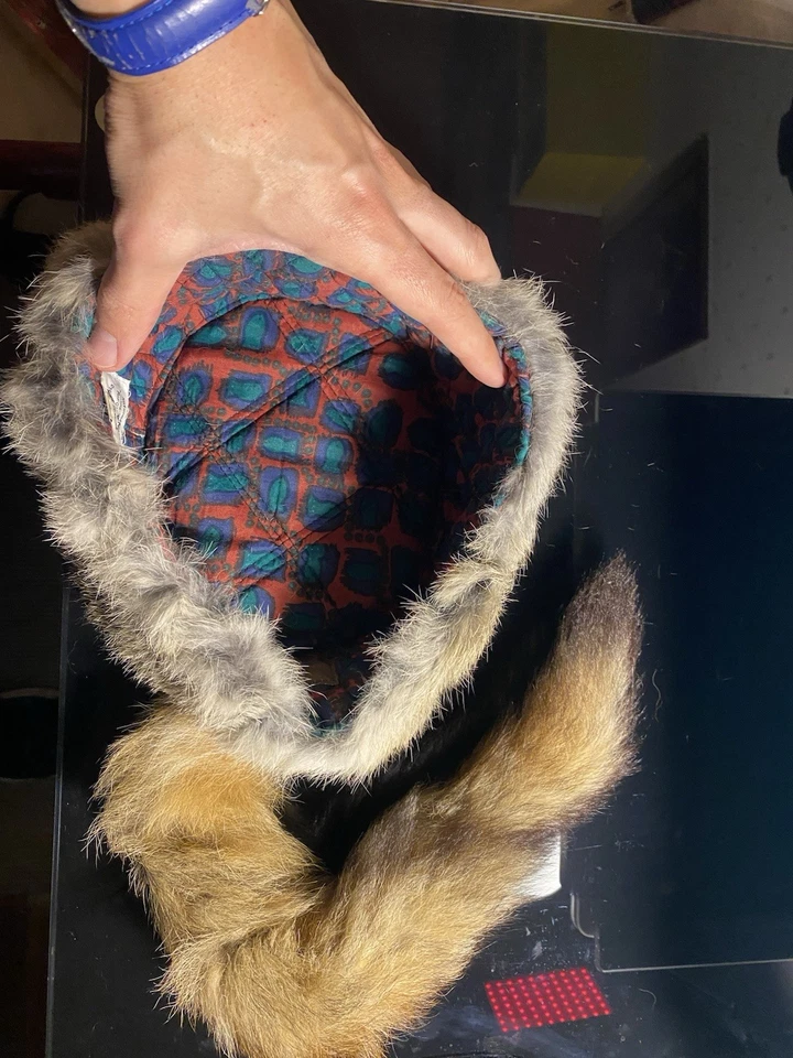 Colbacco Mad Bomber Alla David Crockett Vera Pelliccia Di Lapin 100% Naturale - Immagine 3 di 4