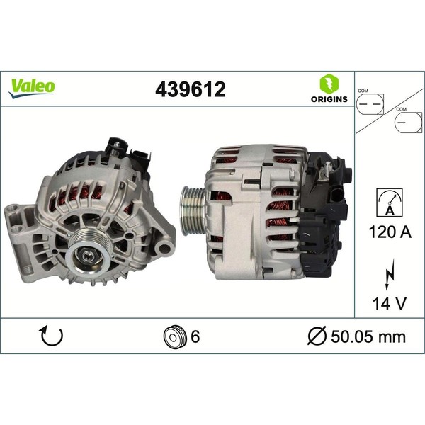Lichtmaschine Generator 14 V 120 A Ø 505 Mm Valeo FüR U.A. Ford C-MAX-image
