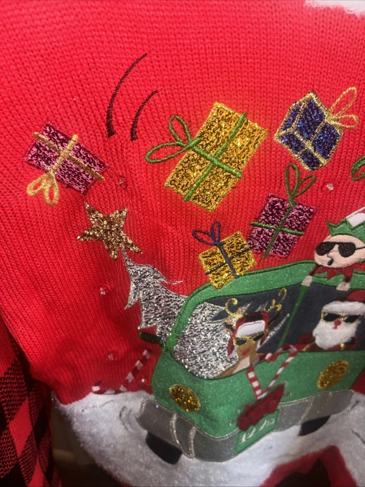 Suéter Feo Navidad Papá Noel en Furgoneta Grande (12-14) Holiday Time Rojo Rover Foto 4 de 4