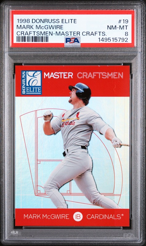 1998 DONRUSS ELITE CRAFTSMEN MASTER CRAFTSMEN #19 MARK MCGWIRE 48/100 PSA 8