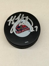 MANNY MALHOTRA Signed COLUMBUS BLUE JACKETS NHL Puck - w/COA #2