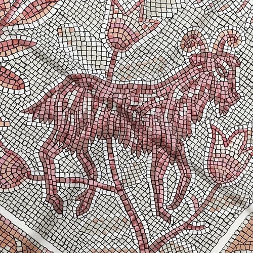 Used Hermes Carré 90 Pavement Silk Scarf Pink Beige Animal Motif Mosaic w/Box - Picture 5 of 11