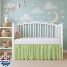 Cottington Lane Sage Infrant Crib Bed Skirt Dust Ruffle with Split Corner, 10