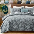 Luxury Velvet Bedspread Set  Airbnb-Ready Durable Satin Quilt 3 Piece Coverlet