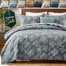 Luxury Velvet Bedspread Set Airbnb-Ready Durable Satin Quilt 3 Piece Coverlet