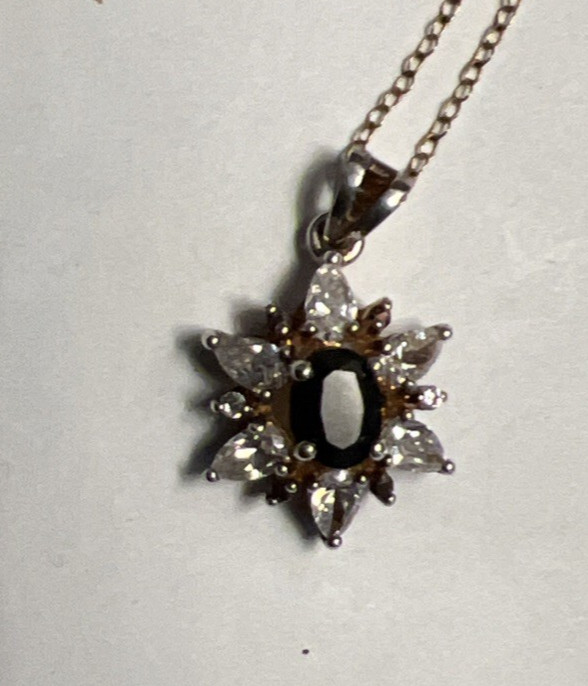 Vintage Sunflower Cluster Sterling Silver Pendant Necklace