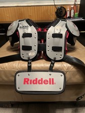 Riddell Power SPX Medium Football Shoulder Pads Gray/Black/Red Padded Adjustable