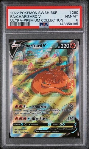 2022 POKEMON SWSH BLACK STAR PROMO #260 FULL ART/CHARIZARD V PSA 8