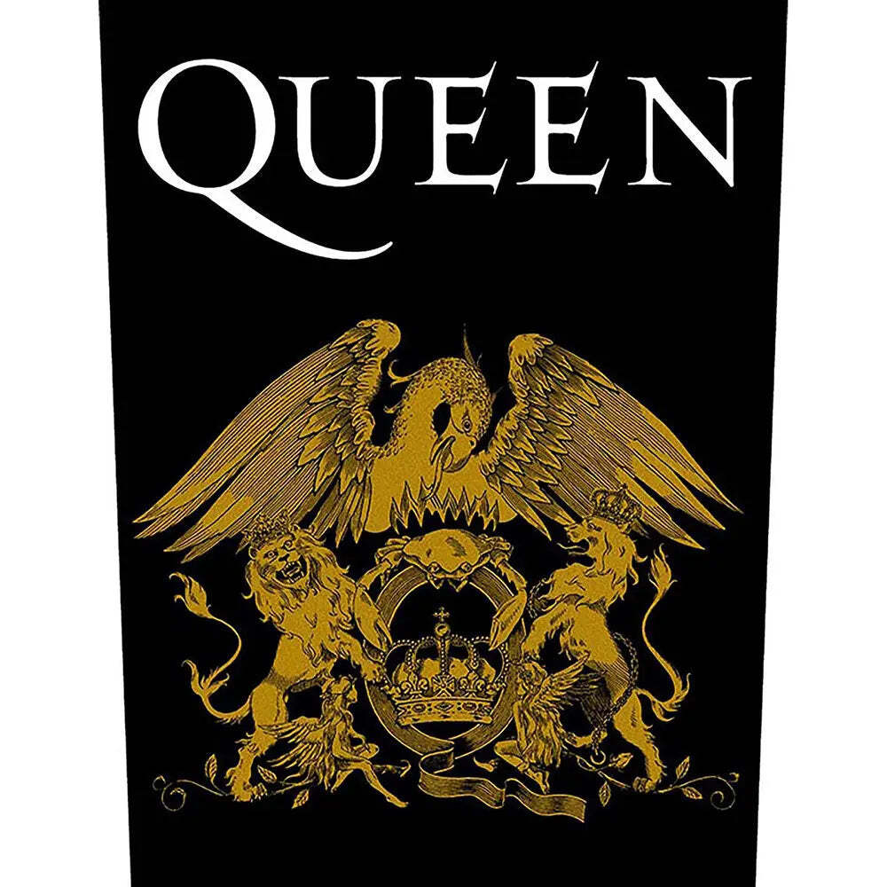Regina Oro Crest Logo Retro Toppa Classico Britannico Rock Band XL Dtg Stampato