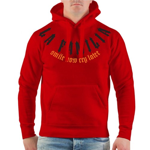 Sudadera con capucha La Familia FCK Vida & Muerto Hoodie naranja sangre negro tatuaje en - Imagen 9 de 10