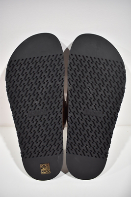 Hermes Chypre Sandal Mens Black Brown Leather H Logo Slide  display picture 1