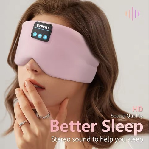 Bluetooth Sleep Headphones Eye Mask Wireless Blackout for Side Sleepers Travel - Zdjęcie 4 z 16