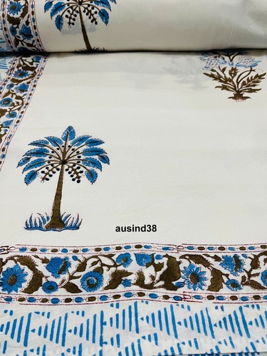 Indian hand Block Print Cotton Bed Sheet Bedding Throw Bed Cover 100% Cotton - Picture 8 of 8