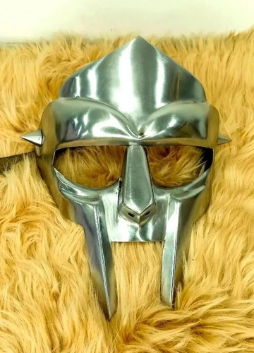 MF Doom Mask 18G Steel Gladiator Mad-villain Face Armor Medieval Helmet gift - Picture 3 of 6