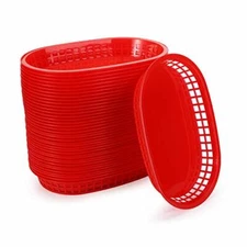 FAST FOOD BASKETS Plastic Basket Hot Dogs Burgers Sandwiches Red 40 Pack CEDILIS