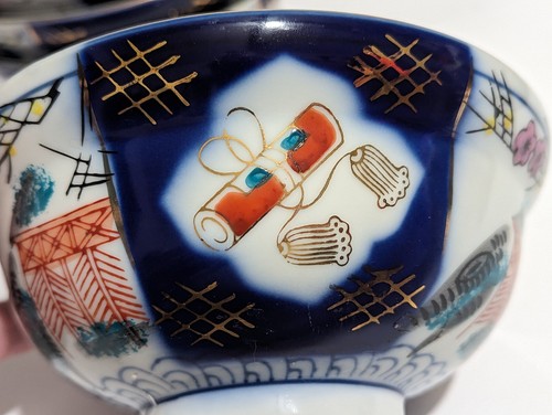 4 - Ciotole vintage in grani di riso dipinte a mano porcellana crisantemo Jingdezhen usate in ottime condizioni - Foto 5 di 9