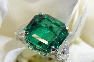 Lab-Grown 5.80 Ct Emerald Antique Vintage Engagement Ring 925 Sterling Silver