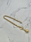 Vtg EMMONS Signed Gold Tone Coil Link Chain Bracelet Textured Fob Dangle 7.5" — photo 3