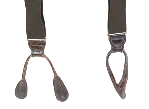 BOUTONNIÈRES EN CUIR MARRON ÉLASTIQUE BOUTONNÉES 1 1/4" roues motrices Y-DOS (G59 - Photo 2/5