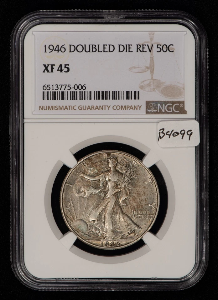 1946 DDR 50c Walking Liberty Half Dollar -FS-801 Doubled Rev- NGC XF 45 - B4099 - Image 2 of 4