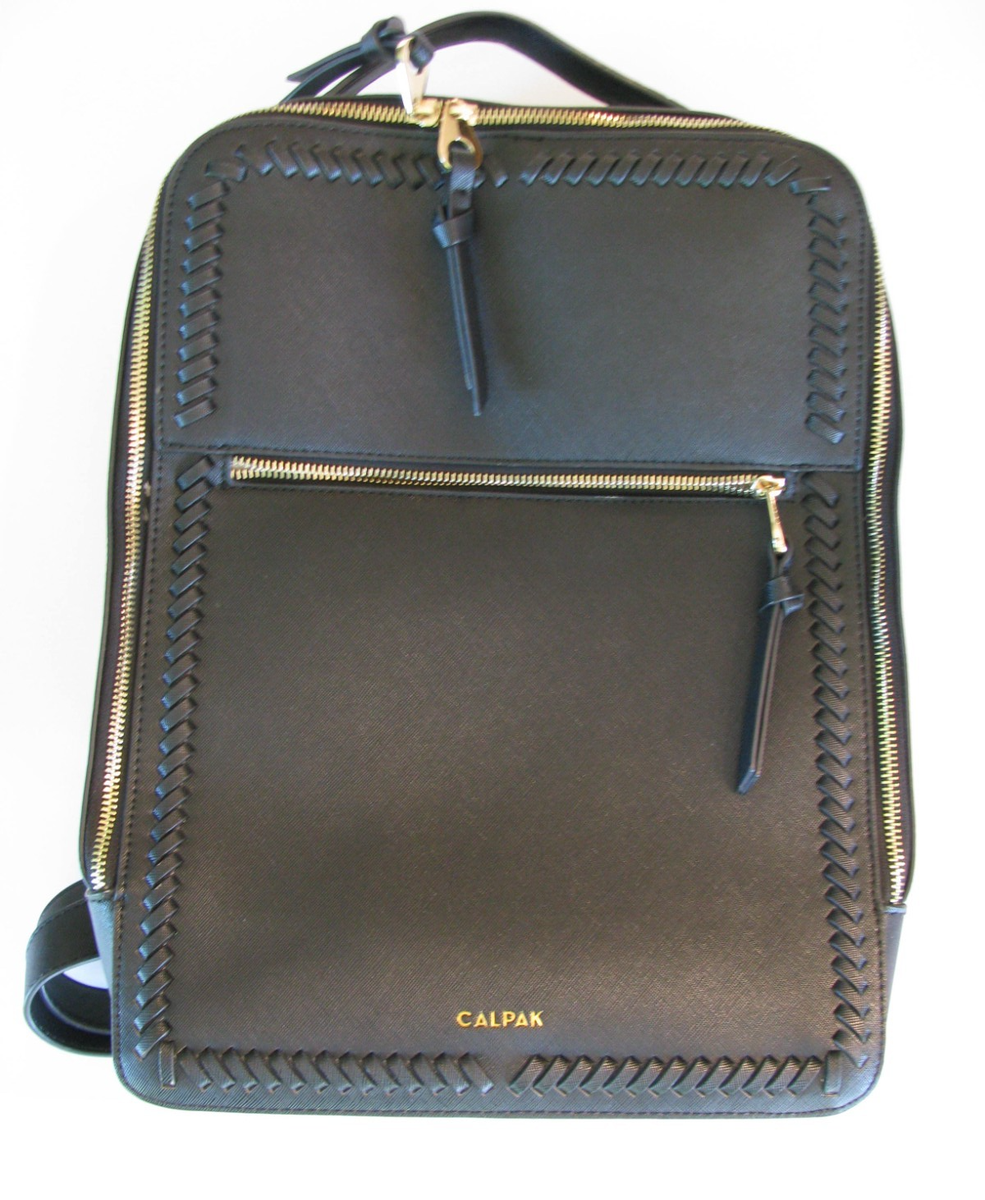 Calpak Black Kaya Faux Leather Zip-Front Elevated Work School Backpack CALPAK Kaya Laptop Backpack - Samsclub.com main image 4