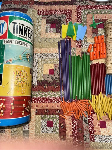 Vintage Tinker Toy set .... With Instructions And Canister! 100s Of Pieces EXC - Picture 8 of 8