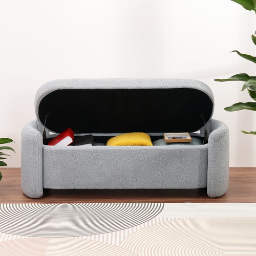 Modern Upholstered Storage Bench-Entryway Bench Ottoman for Bedroom End of Bed - Picture 6 of 14