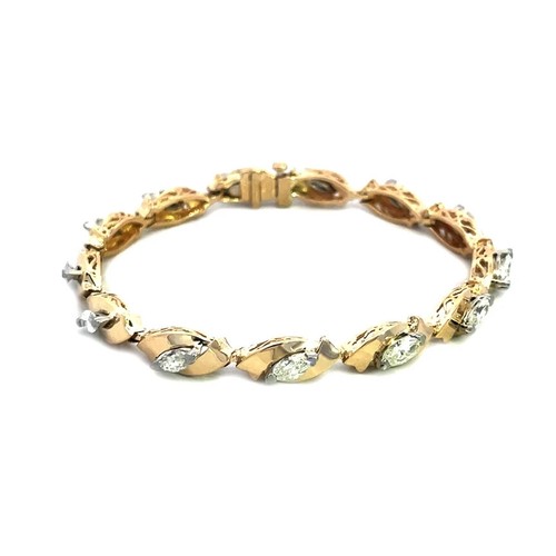 Marquise Diamond Gold Bracelet 14k Yellow Marquise Link Style