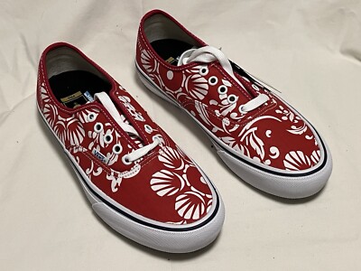Vans Size 7.5 Authentic Pro 50th Anniversary Pro Red/White Print, VN000Q0DJ6L