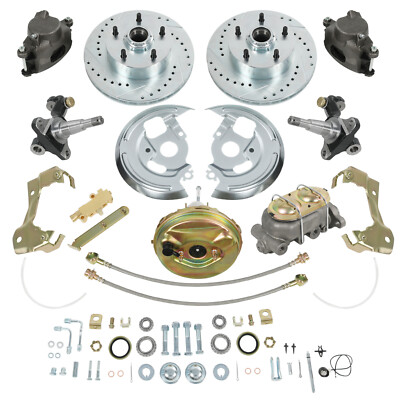 Body Disc Brake Conversion Kit 9'' Booster Drilled Rotors For 1964-72 GM A, F, X