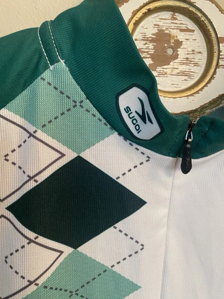 Camiseta de ciclismo Sugoi feminina poliéster verde argila branca 1/2 zíper SS P - Imagem 4 de 4