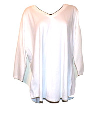 Susan Graver Shirt Womens M White Weekend Cotton Essentials V-Neck stretch R2