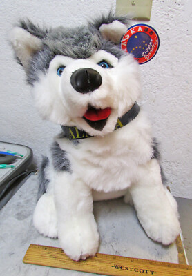 LARGE Alaska Husky Dog Cute Plush toy, Dipper Doodles line, 12 tall x 8 inches