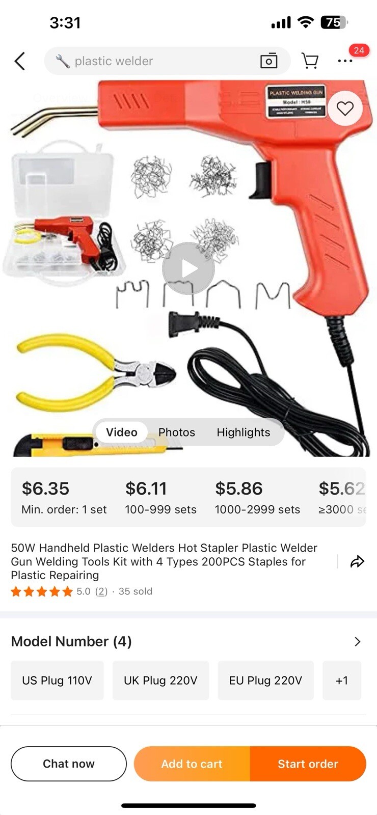 Hot Stapler Car Bumper Fender Fairing Welder Gun Plastic Repair Kit +600 Staples-image