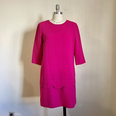 Kate Spade Pink Scalloped 3/4 Sleeve Shift Dress Size 2 | eBay