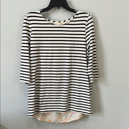 Matilda Jane Joanna Gaines Stripe Floral Back Tunic Top M Boho Cottagecore