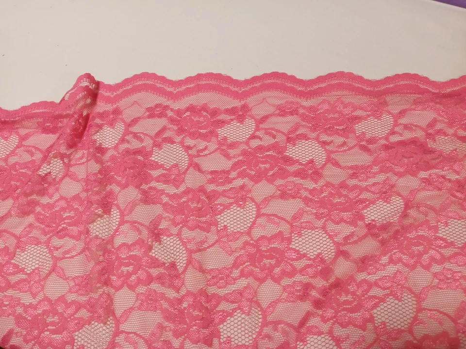 1 yard pink lace fabric 37" x 58" sheer floral - Image 4 of 4