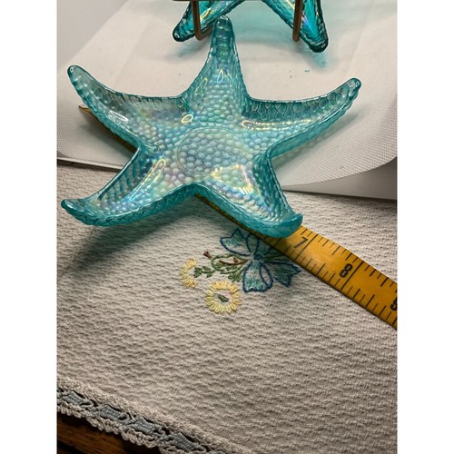 Set Of 4 Akcam/Turkish Hand Made Starfish Glass Dishes - Picture 3 of 17