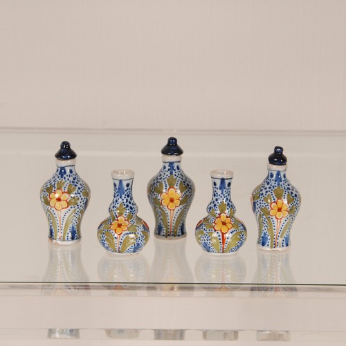 Vases anciens néerlandais de Delft maison de poupée miniatures meubles de vases 5 polychromes - Photo 2/7