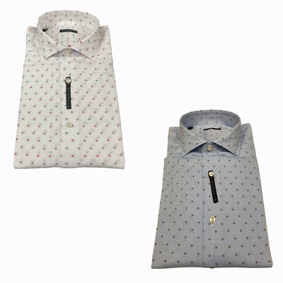 Brouback Men's Slim Washed Shirt with Polka Dots Nisida 38 T72 Made in Italy