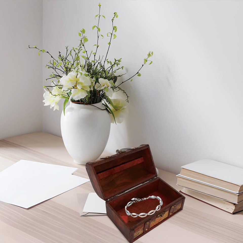 Vintage Wood Box, Pirate Keepsakes Box,Metal Lock Jewelry Treasure