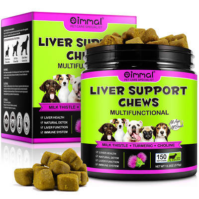 Liver Support for Dogs - 150 Soft Chews with Milk Thistle Extract, Turmeric Curc