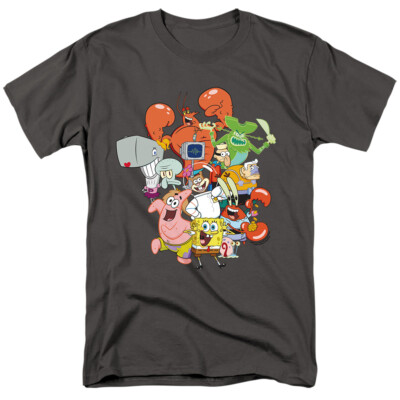 SPONGEBOB SQUAREPANT WHOLE GANG Licensed Adult Men's Graphic Tee Shirt SM-5XL