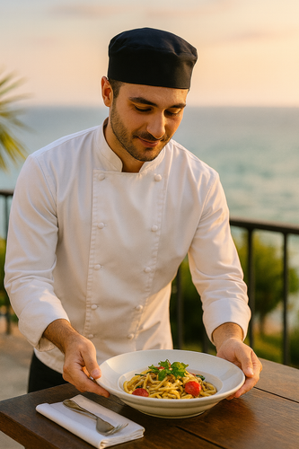 Schwarze Kappe Koch Totenkopf Küche Profi Gastronomie Kochen Restaurant Kleidung - Bild 5 von 16