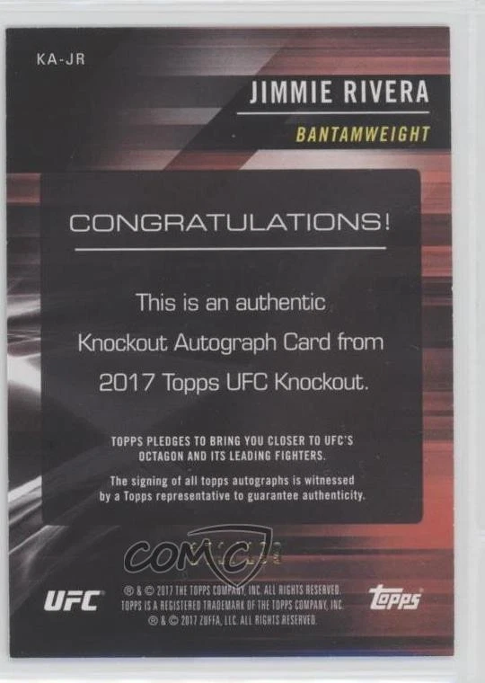 2017 Topps UFC Knockout Auto /199 Jimmie Rivera #KA-JR Rookie Auto RC - Image 2 of 2