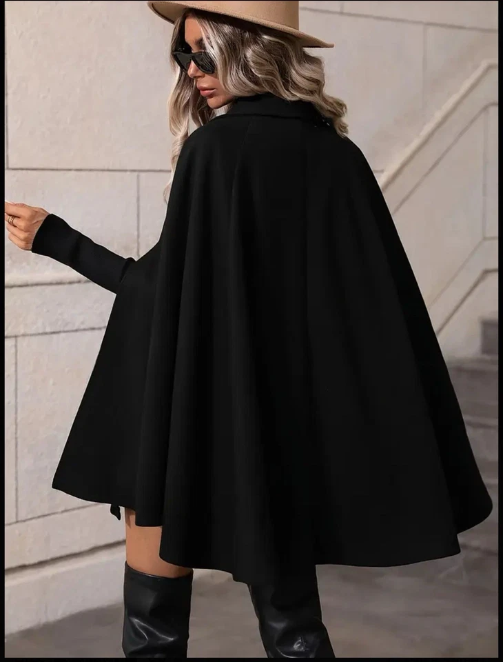 Elegante abrigo con capa de doble botonadura, ropa exterior formal y de uso diario. Estructurado. M Foto 3 de 4