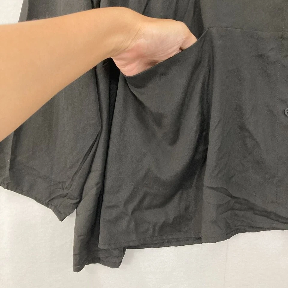 Cómodo EE. UU. Talla 2X Negro Bolsillos Relajados Lagenlook Gran Tamaño Con Botones Foto 3 de 4