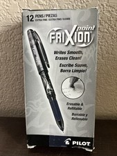 Pilot 31573 Black FriXion Point 0.5mm Extra Fine Erasable Gel Ink Pens Box of 12