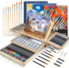 85 Piece Deluxe Art Set with 3 Drawing Pads,Acrylic Paints,Crayons,Colored Penci