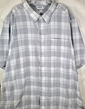 Haggar-Mens Short Sleeve-Casual Button Down Shirt-4XL XXXXL Big/Tall-Gray Plaid